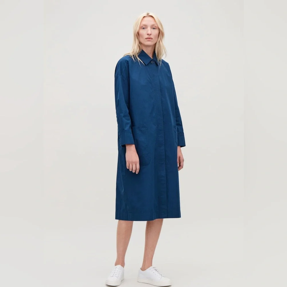 COS Blue Long Jacket with Gathered Back Size 2 - Picture 5 of 13